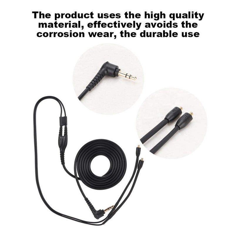 Tangxi MMCX Replacement Headphone Cable, TPE Headphone Extension Cable with 3.5mm Plug for se215 se425 se535 se846 ue900(Black Without mic) - Image 4